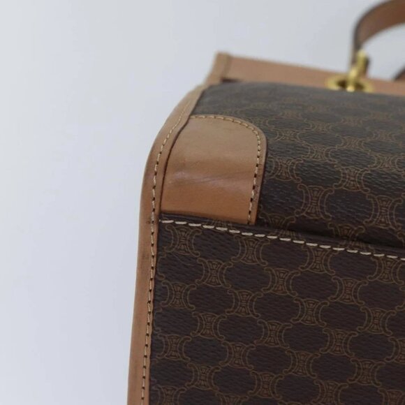 CELINE Macadam Canvas Hand Bag PVC Leather Brown Gold - Picture 9 of 16